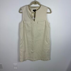 Who What Wear Utilitarian Cream Shift Dress Cotton Size Medium NEW Sleeveless